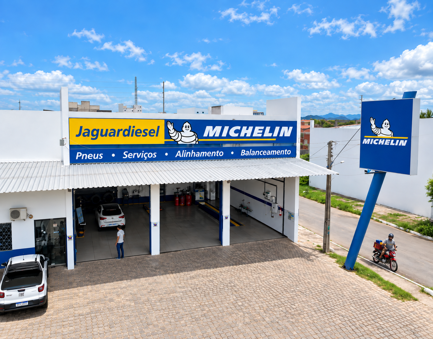 Fachada da filial da Jaguaribe Diesel Pneus em Sousa, Paraíba